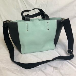 Roots Canada Tiffany Blue Leather Satchel Tote Bag